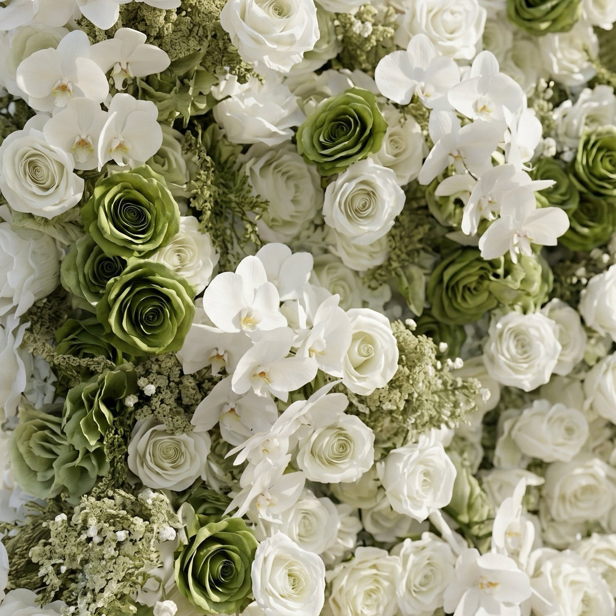 Ravalia | Luxury 5D White & Sage Green Silk Event-Ready Floral Wall Backdrop for Elegant Minimalist Weddings | Shipping Included