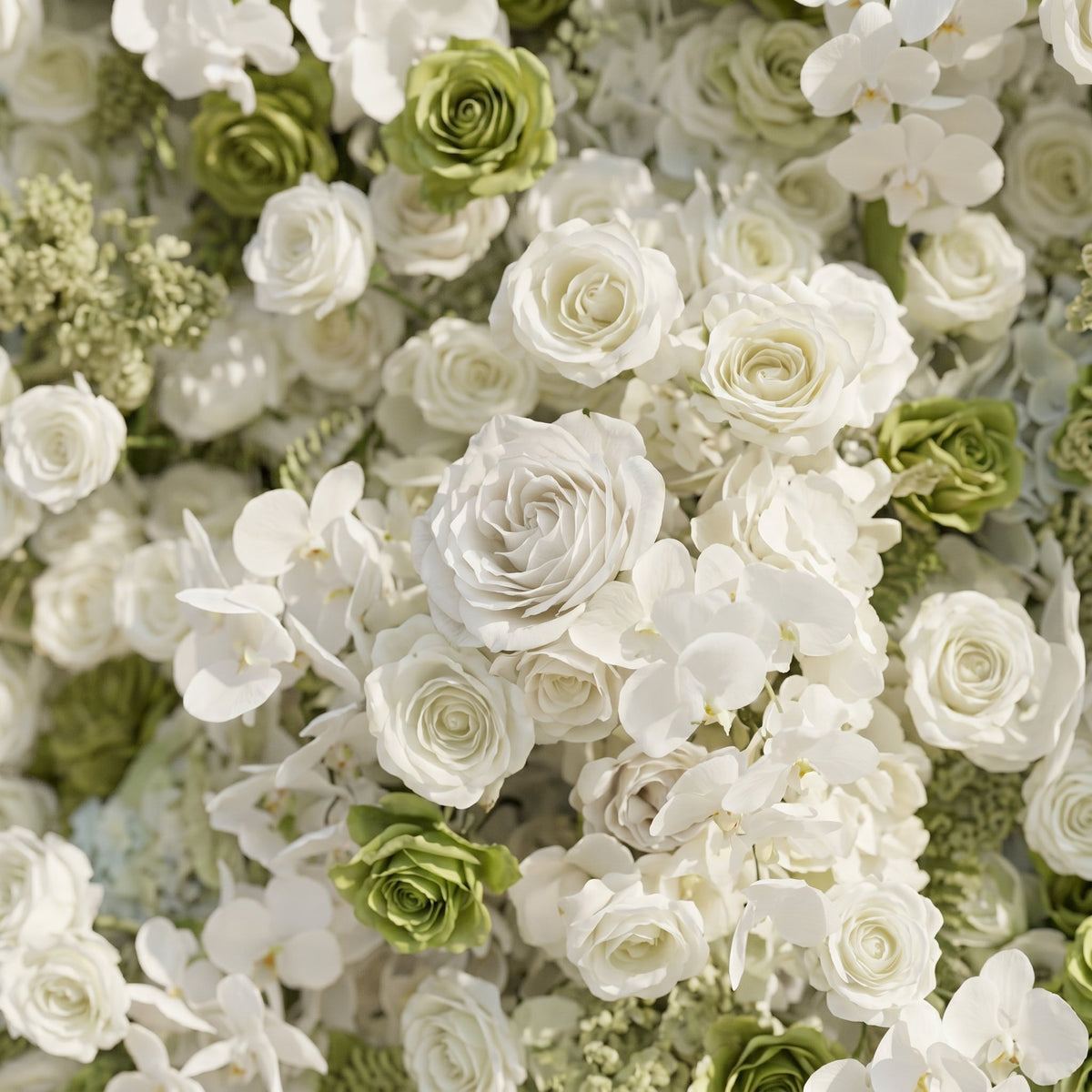 Ravalia | Luxury 5D White & Sage Green Silk Event-Ready Floral Wall Backdrop for Elegant Minimalist Weddings | Shipping Included