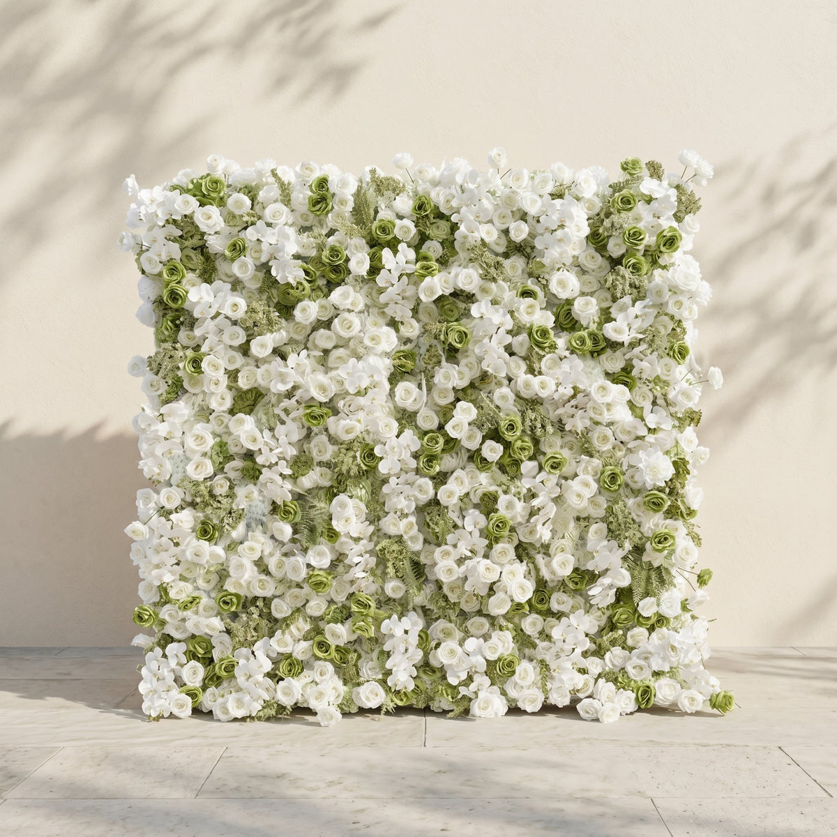 Ravalia | Luxury 5D White & Sage Green Silk Event-Ready Floral Wall Backdrop for Elegant Minimalist Weddings | Shipping Included