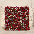 Sabbelle | Luxury 4D Ruby Red Rose Silk Floral Wall Backdrop with White Daisy & Lavender Accents for Romantic Weddings | Shipping Included