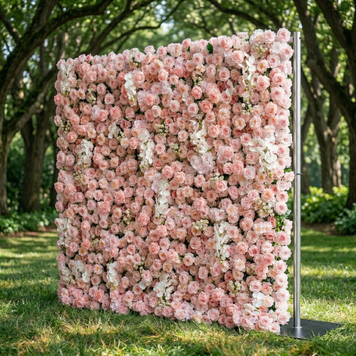 Sabine | 5D Blush Pink Silk Rose Flower Wall with White Orchid for Elegant Weddings & Ballroom Receptions | Shipping Included