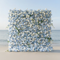 Sapphira | Luxury 5D Serene Blue & Cream Event-Ready Silk Floral Wall Backdrop for Seaside Weddings & Events | Shipping Included