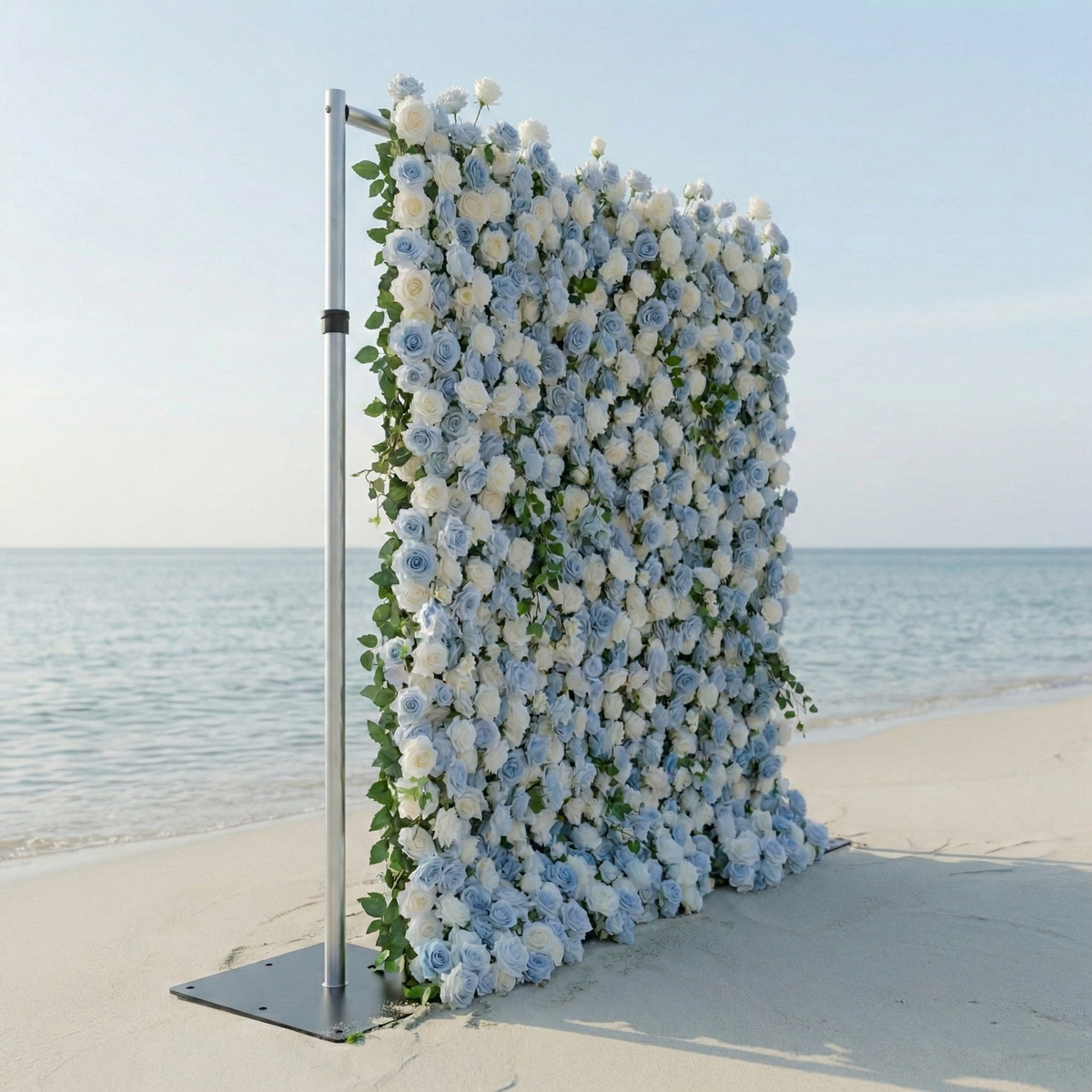 Sapphira | Luxury 5D Serene Blue & Cream Event-Ready Silk Floral Wall Backdrop for Seaside Weddings & Events | Shipping Included