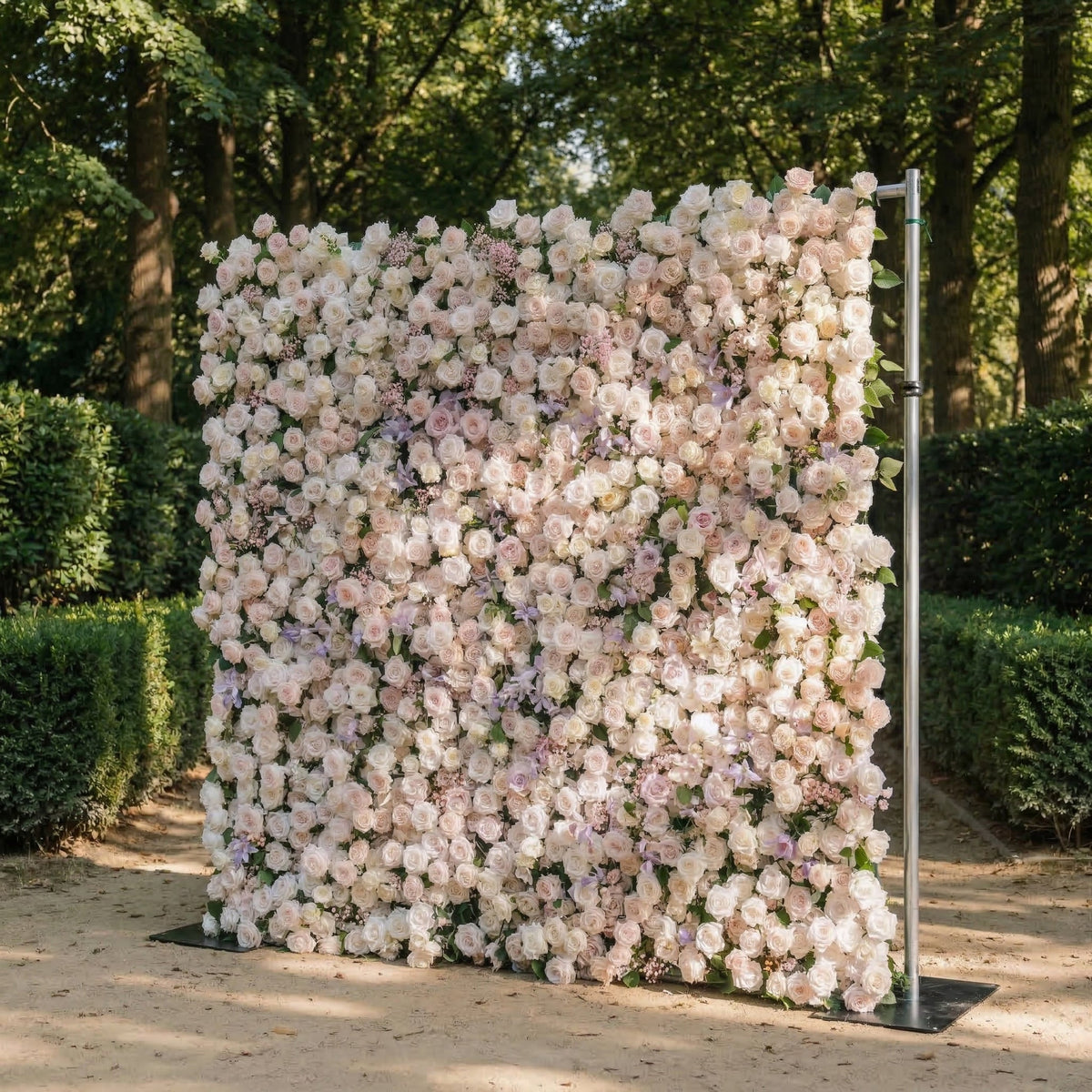 Selira | 5D Creamy Blush and Soft Lilac Event-Ready Silk Rose Floral Wall Backdrop for Elegant Events & Parties | Shipping Included