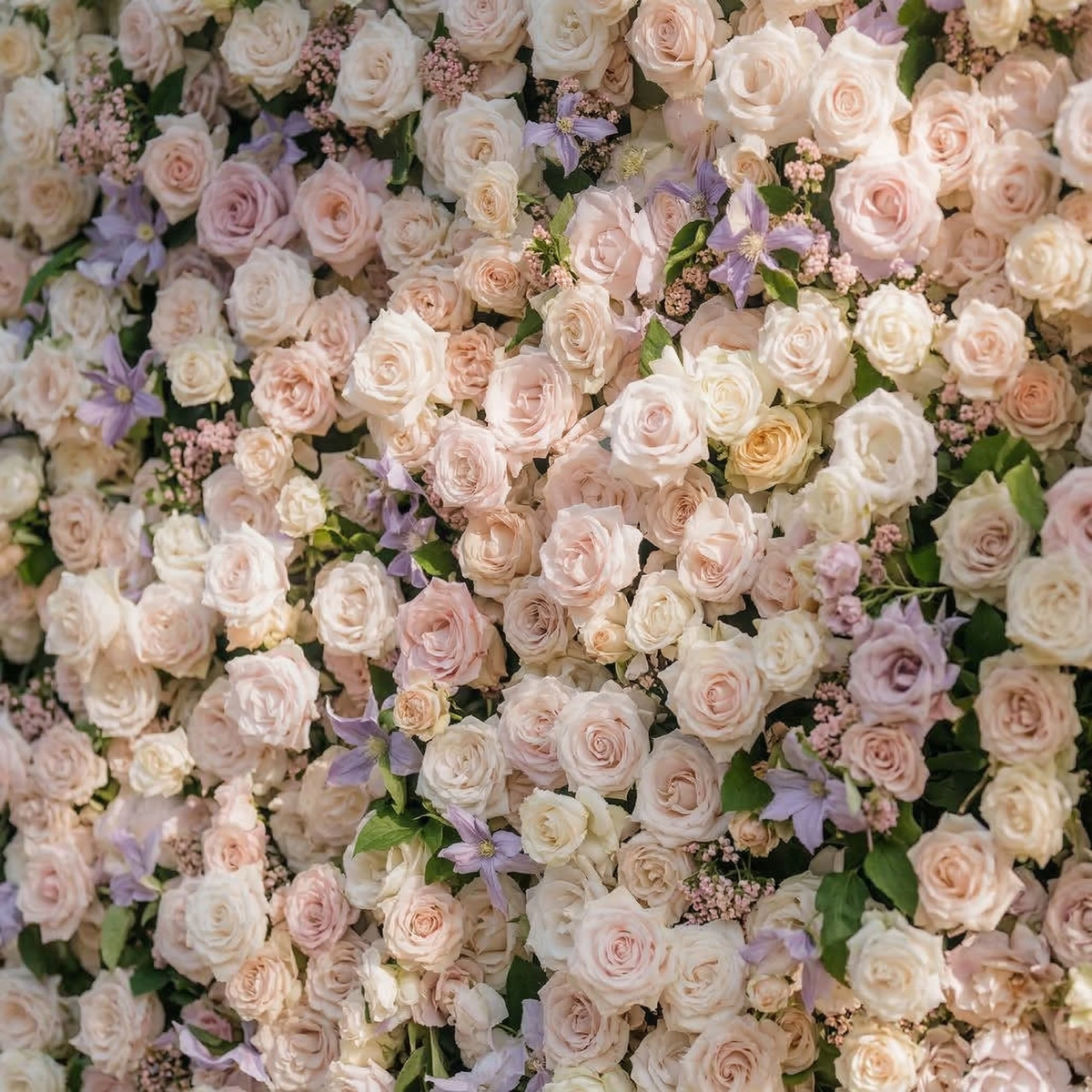 Selira | 5D Creamy Blush and Soft Lilac Event-Ready Silk Rose Floral Wall Backdrop for Elegant Events & Parties | Shipping Included