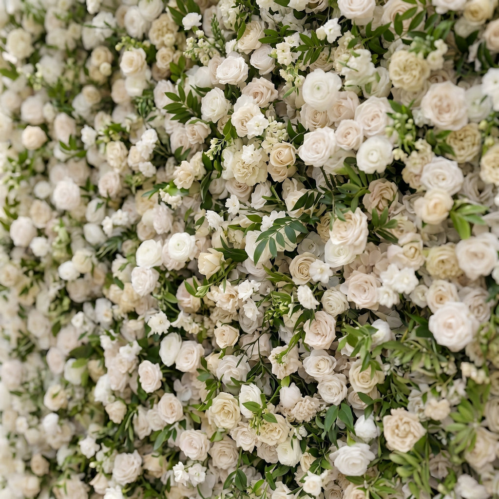 Sirenbelle | Luxury 5D Cream & Ivory Silk Event-Ready Floral Wall Backdrop for Timeless Elegant Weddings | Shipping Included