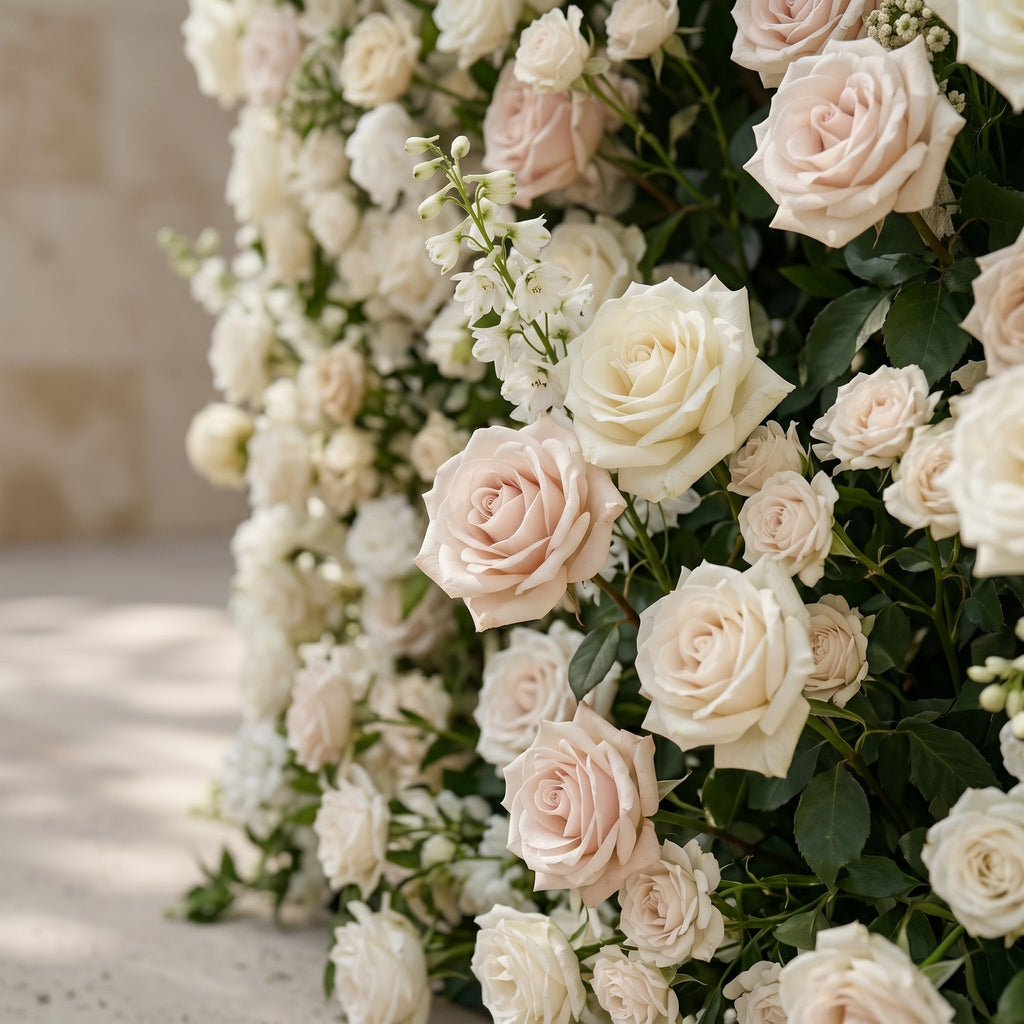 Sirenbelle | Luxury 5D Cream & Ivory Silk Event-Ready Floral Wall Backdrop for Timeless Elegant Weddings | Shipping Included