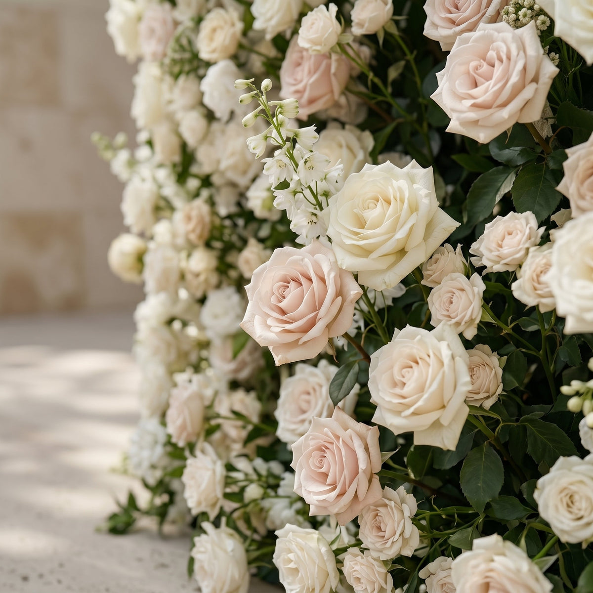 Sirenbelle | Luxury 5D Cream & Ivory Silk Event-Ready Floral Wall Backdrop for Timeless Elegant Weddings | Shipping Included