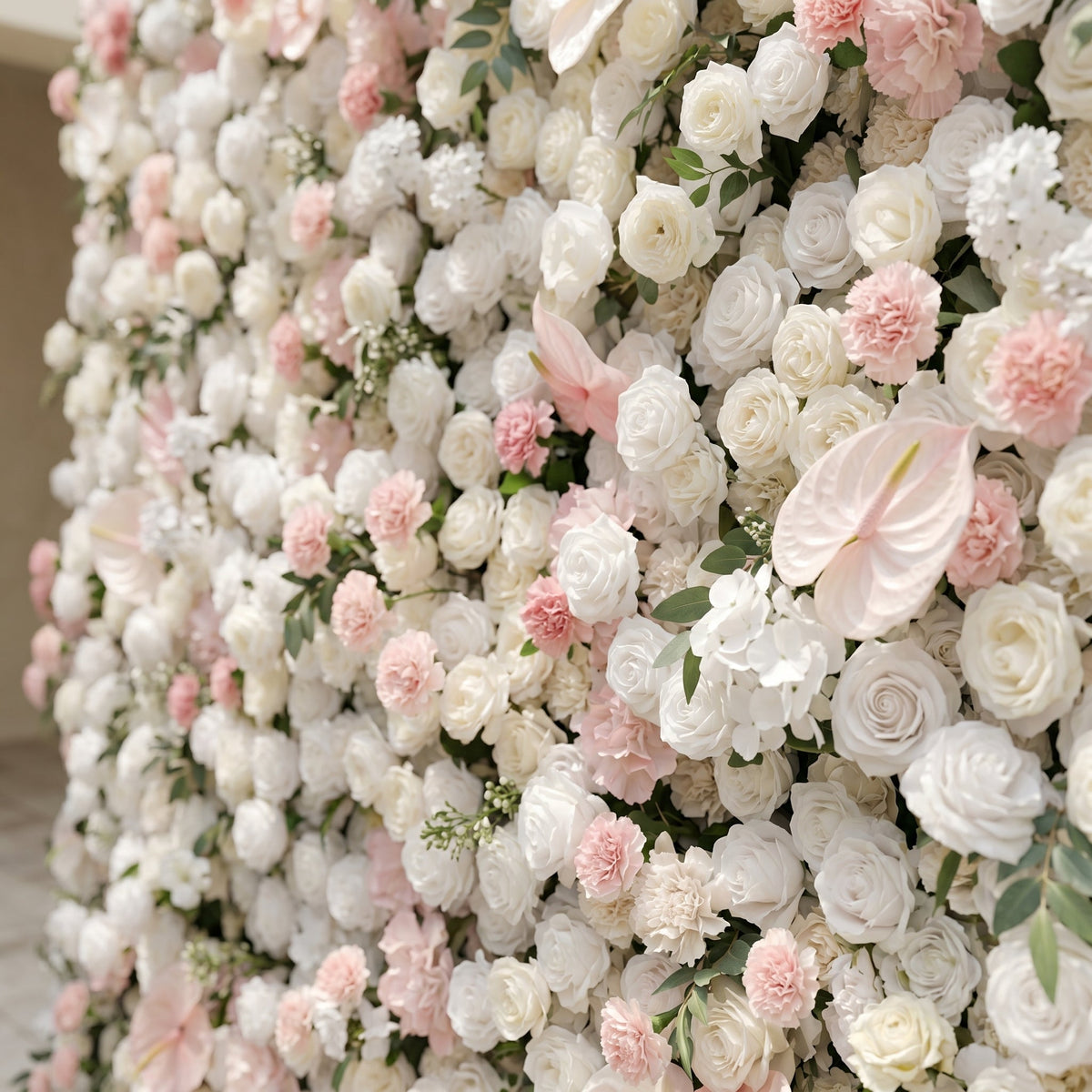 Sorelmora | 5D Blush Pink & Ivory White Event-Ready Silk Rose Floral Wall Backdrop for Romantic Wedding & Proposal Setups | Shipping Included