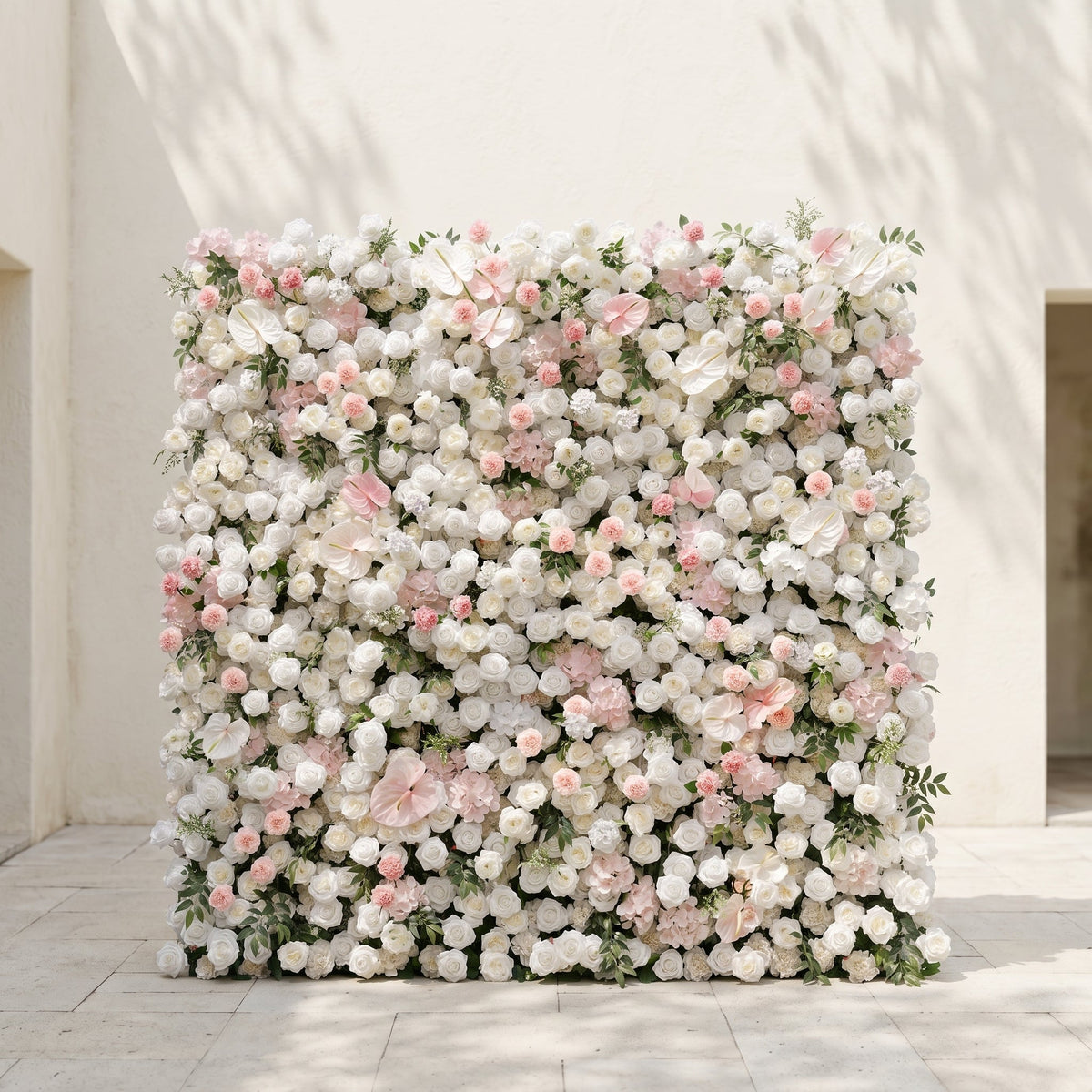 Sorelmora | 5D Blush Pink & Ivory White Event-Ready Silk Rose Floral Wall Backdrop for Romantic Wedding & Proposal Setups | Shipping Included