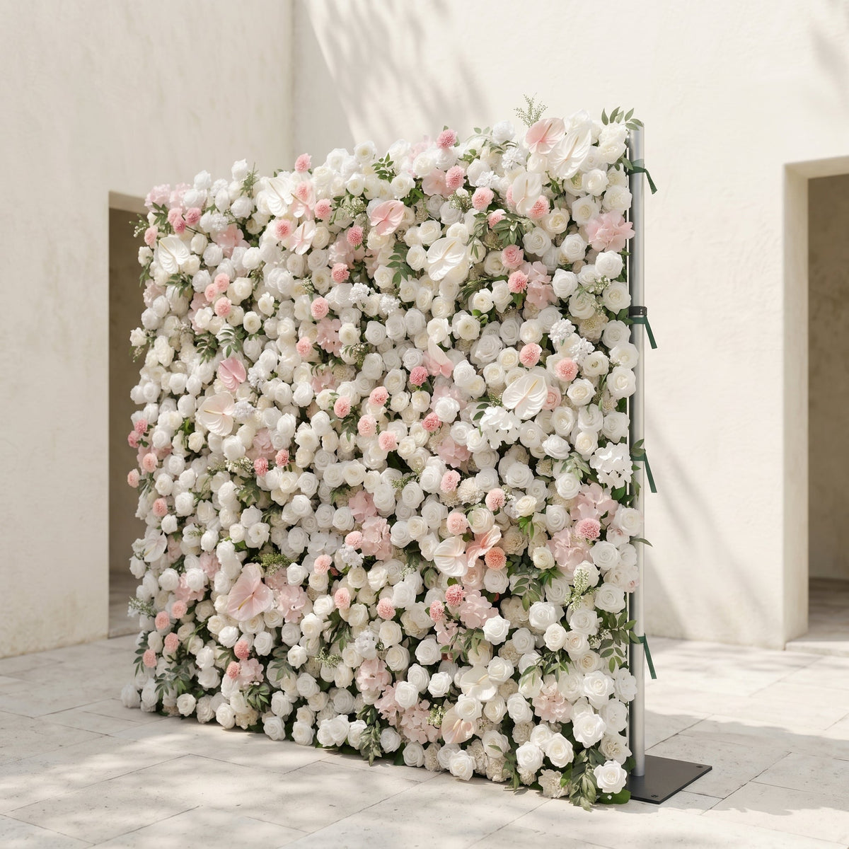 Sorelmora | 5D Blush Pink & Ivory White Event-Ready Silk Rose Floral Wall Backdrop for Romantic Wedding & Proposal Setups | Shipping Included