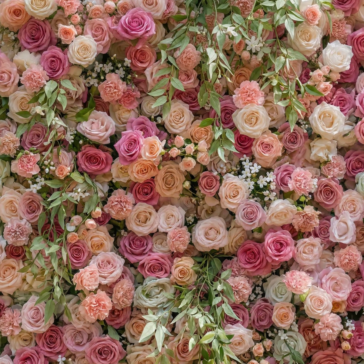 Sorev | 5D Blush Pink and Raspberry Event-Ready Silk Rose Floral Wall Backdrop for Forest Weddings & Parties | Shipping Included