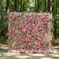 Sorev | 5D Blush Pink and Raspberry Event-Ready Silk Rose Floral Wall Backdrop for Forest Weddings & Parties | Shipping Included