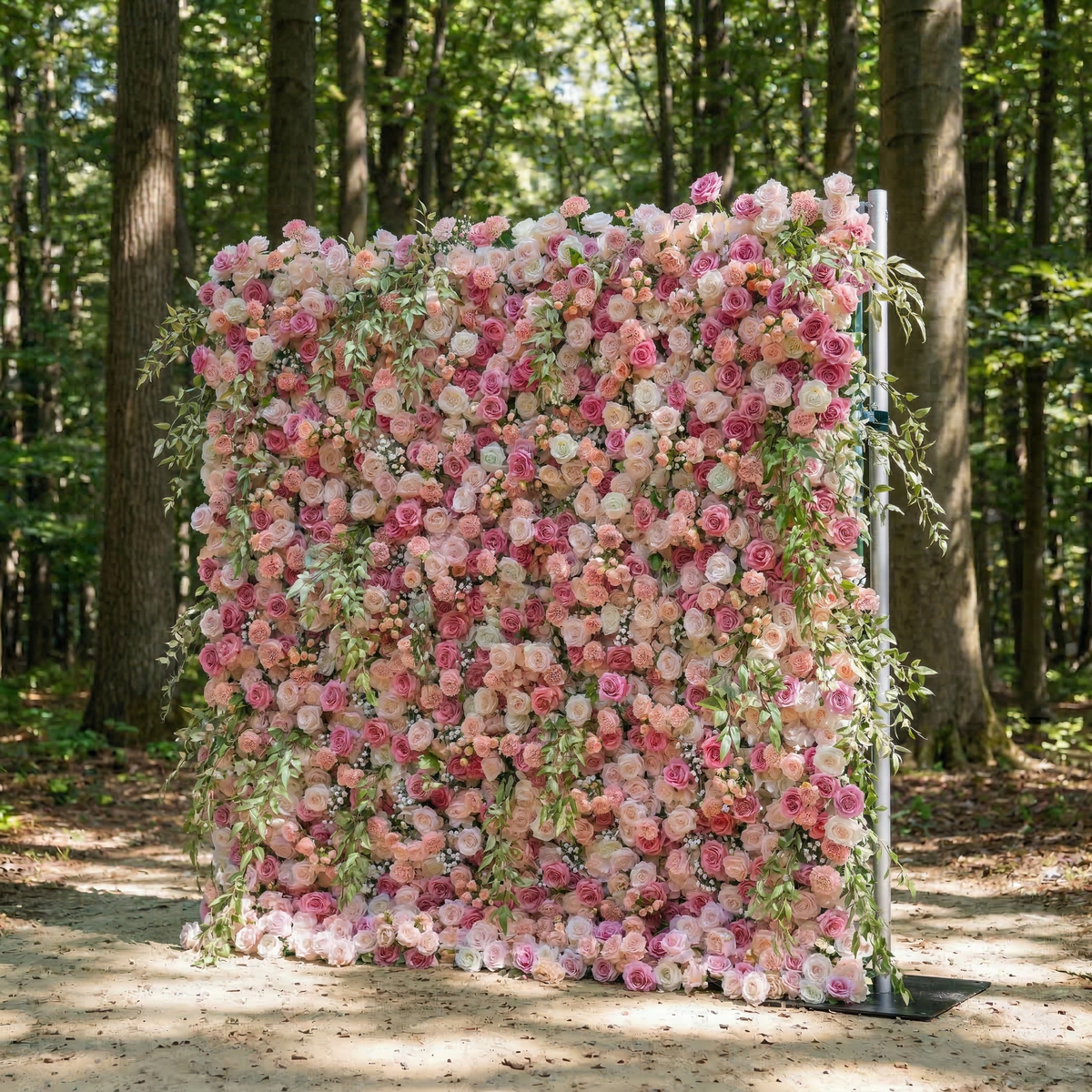 Sorev | 5D Blush Pink and Raspberry Event-Ready Silk Rose Floral Wall Backdrop for Forest Weddings & Parties | Shipping Included