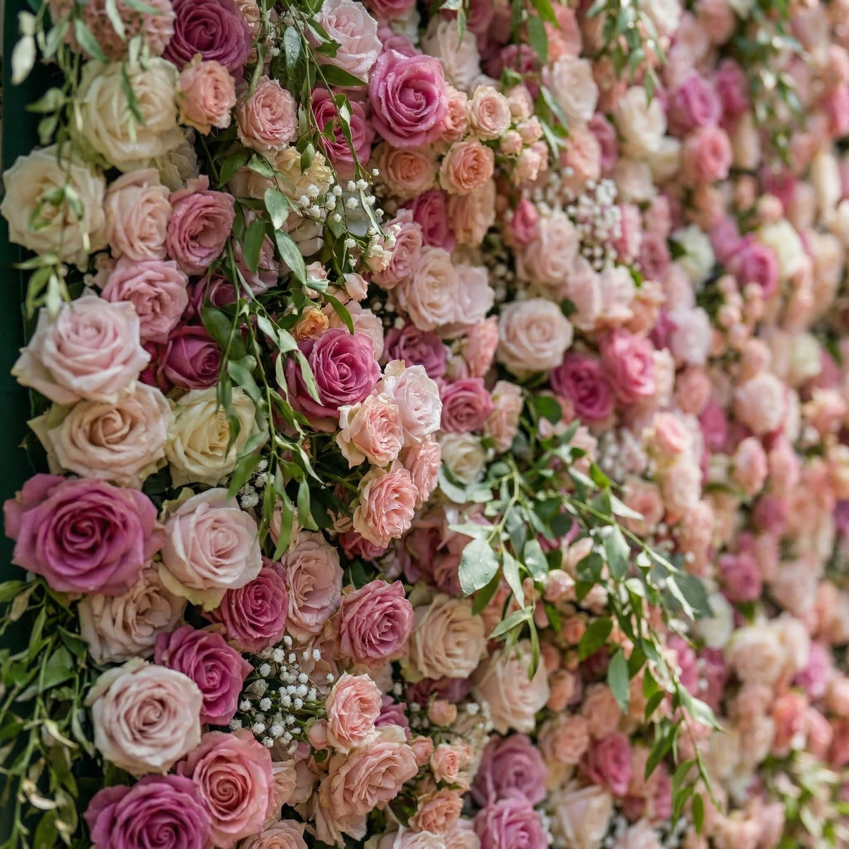 Sorev | 5D Blush Pink and Raspberry Event-Ready Silk Rose Floral Wall Backdrop for Forest Weddings & Parties | Shipping Included