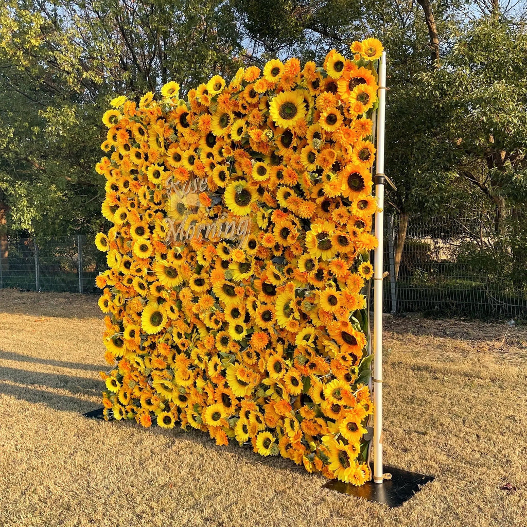 Sunflower | 5D Event-Ready Artificial Floral Wall Backdrop, Roll-Up Fabric | Shipping Included