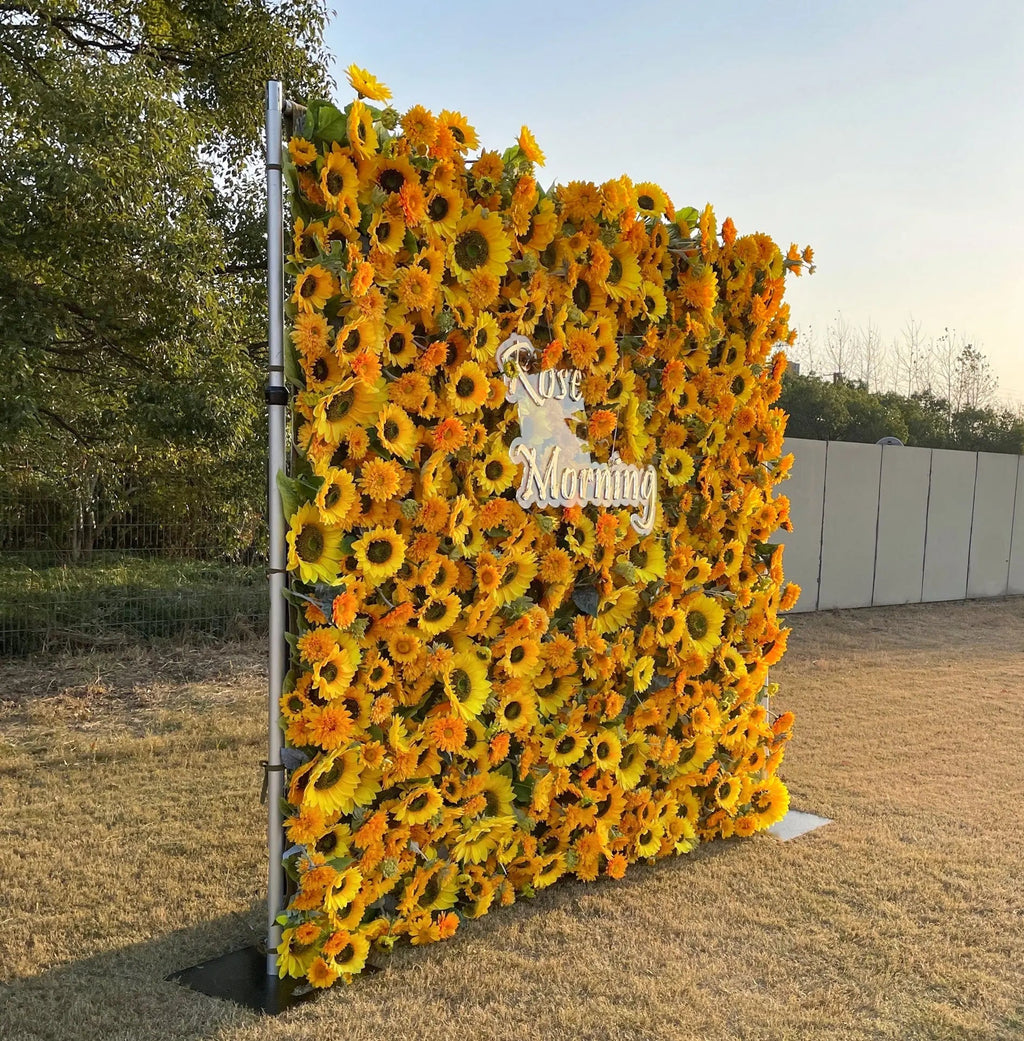 Sunflower | 5D Event-Ready Artificial Floral Wall Backdrop, Roll-Up Fabric | Shipping Included