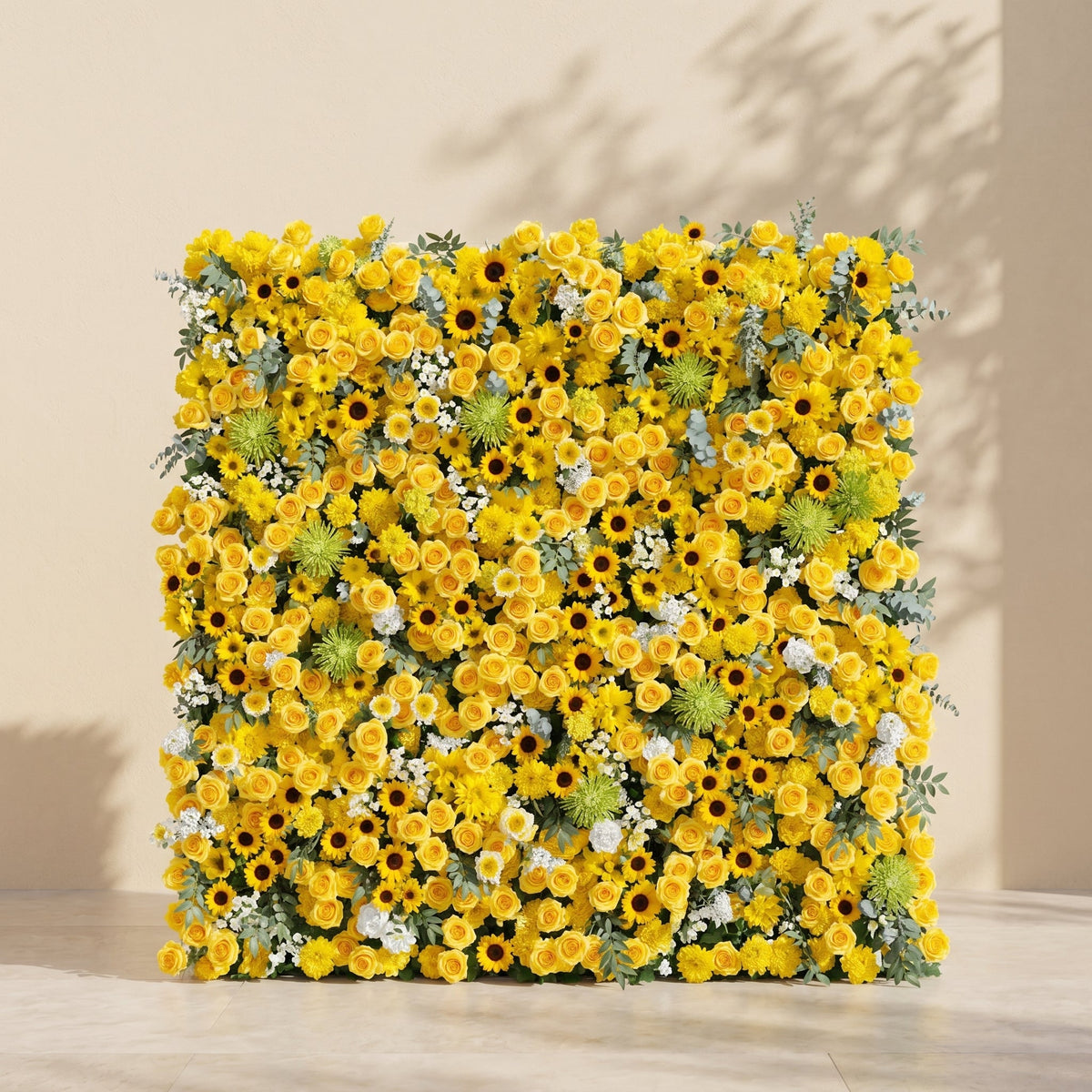 Talsira | 5D Yellow Event-Ready Silk Rose Floral Wall Backdrop for Romantic Wedding & Proposal Setups | Shipping Included