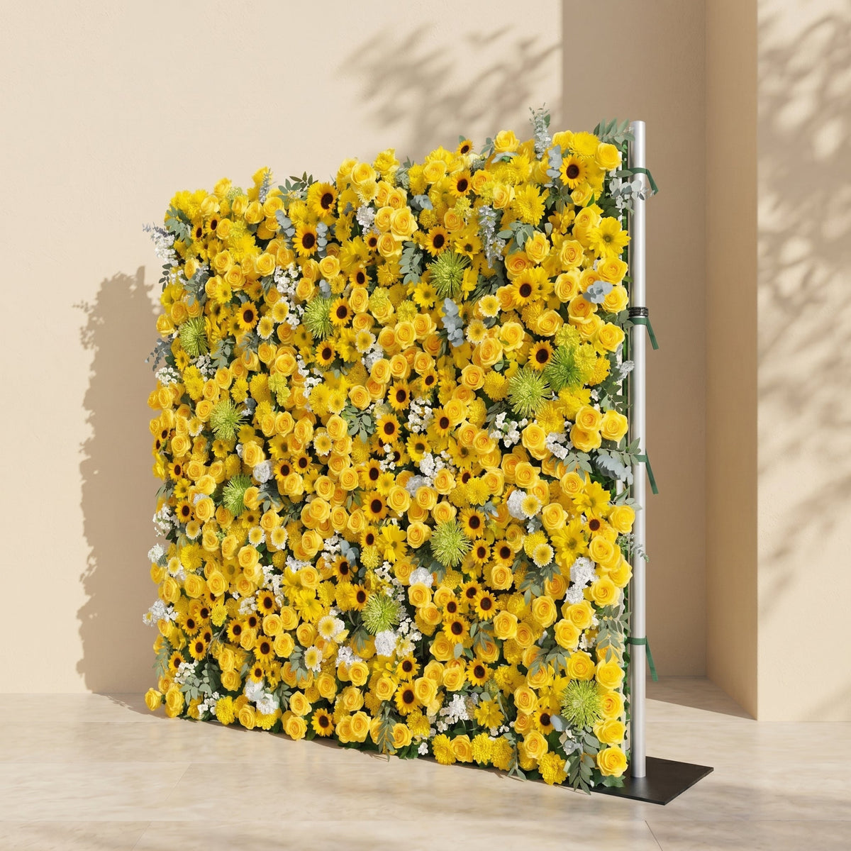 Talsira | 5D Yellow Event-Ready Silk Rose Floral Wall Backdrop for Romantic Wedding & Proposal Setups | Shipping Included