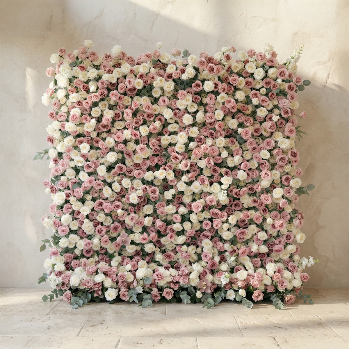 Thaliah | 5D Elegant Dusty Rose & Cream Event-Ready Silk Rose Floral Wall Backdrop for Luxury Weddings & Events | Shipping Included