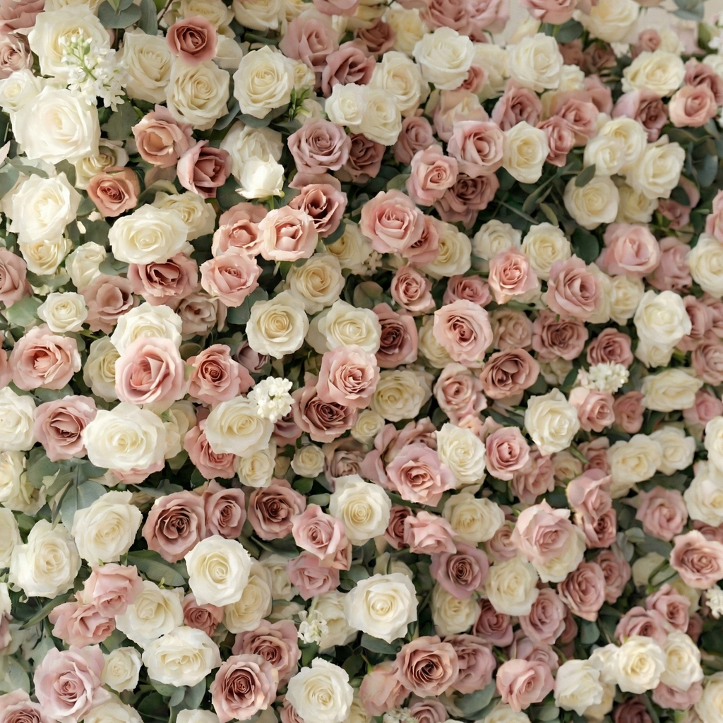 Thaliah | 5D Elegant Dusty Rose & Cream Event-Ready Silk Rose Floral Wall Backdrop for Luxury Weddings & Events | Shipping Included