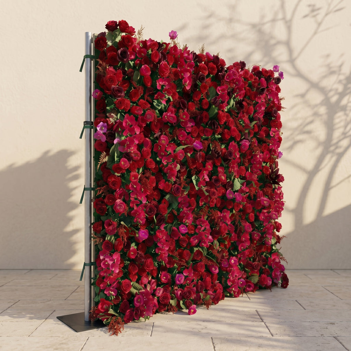Torella | 5D Luxury Burgundy Red Event-Ready Silk Rose Floral Wall Backdrop for Romantic Wedding & Proposal Setups | Shipping Included