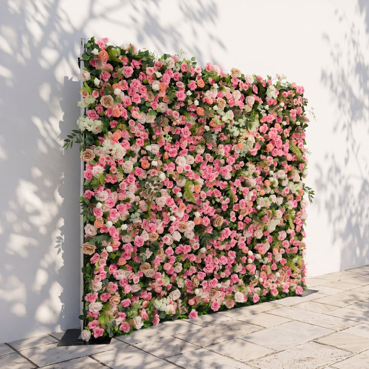 Valevia | 5D Multi Tone Hot Pink & Ivory White Event-Ready Silk Rose Floral Wall Backdrop for Romantic Wedding & Proposal Setups | Shipping Included