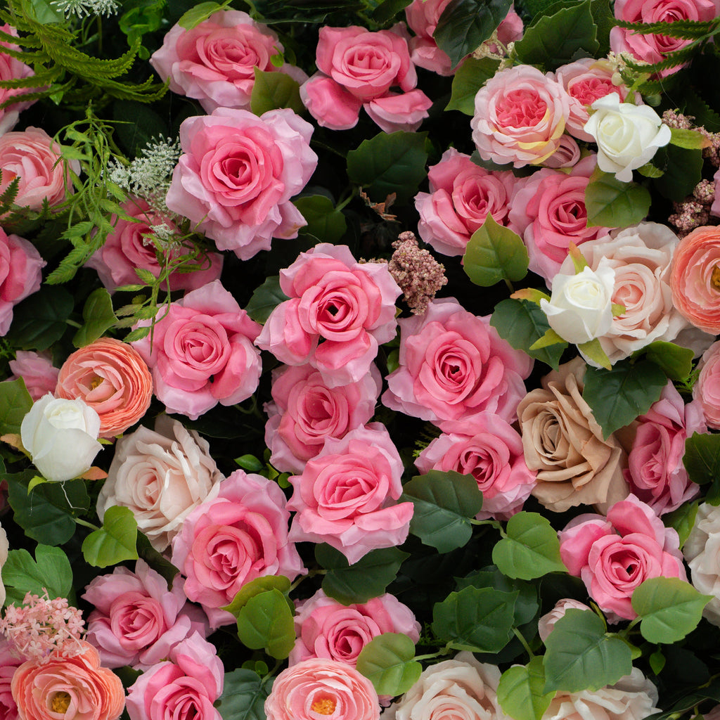 Valevia | 5D Multi Tone Hot Pink & Ivory White Event-Ready Silk Rose Floral Wall Backdrop for Romantic Wedding & Proposal Setups | Shipping Included