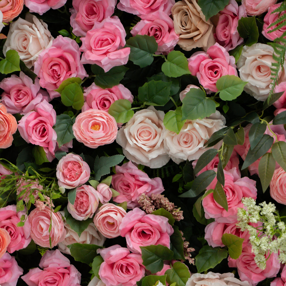 Valevia | 5D Multi Tone Hot Pink & Ivory White Event-Ready Silk Rose Floral Wall Backdrop for Romantic Wedding & Proposal Setups | Shipping Included