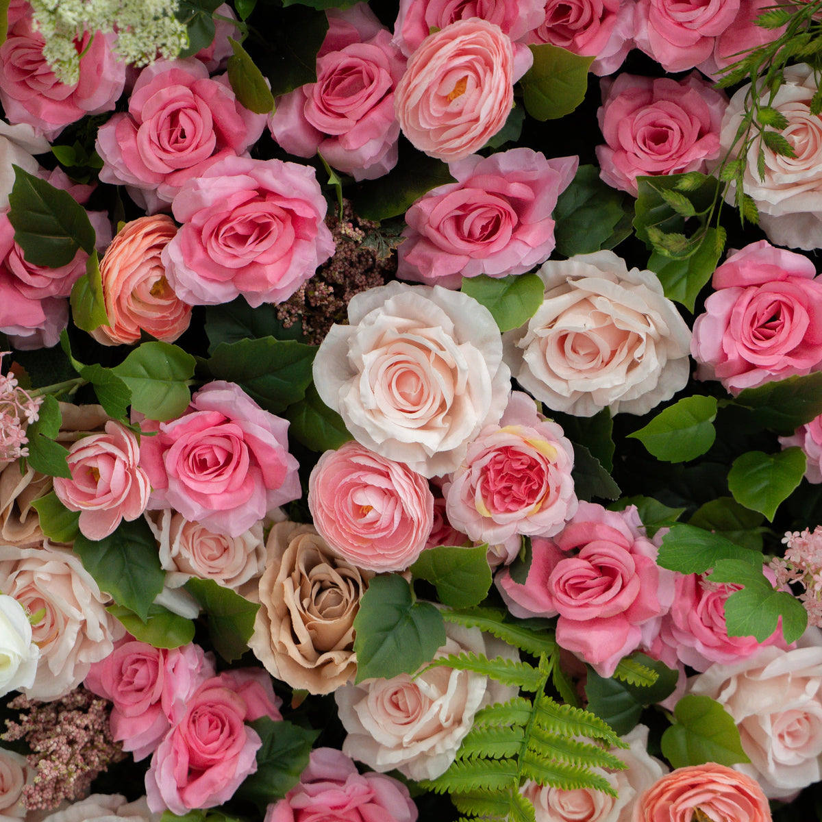 Valevia | 5D Multi Tone Hot Pink & Ivory White Event-Ready Silk Rose Floral Wall Backdrop for Romantic Wedding & Proposal Setups | Shipping Included