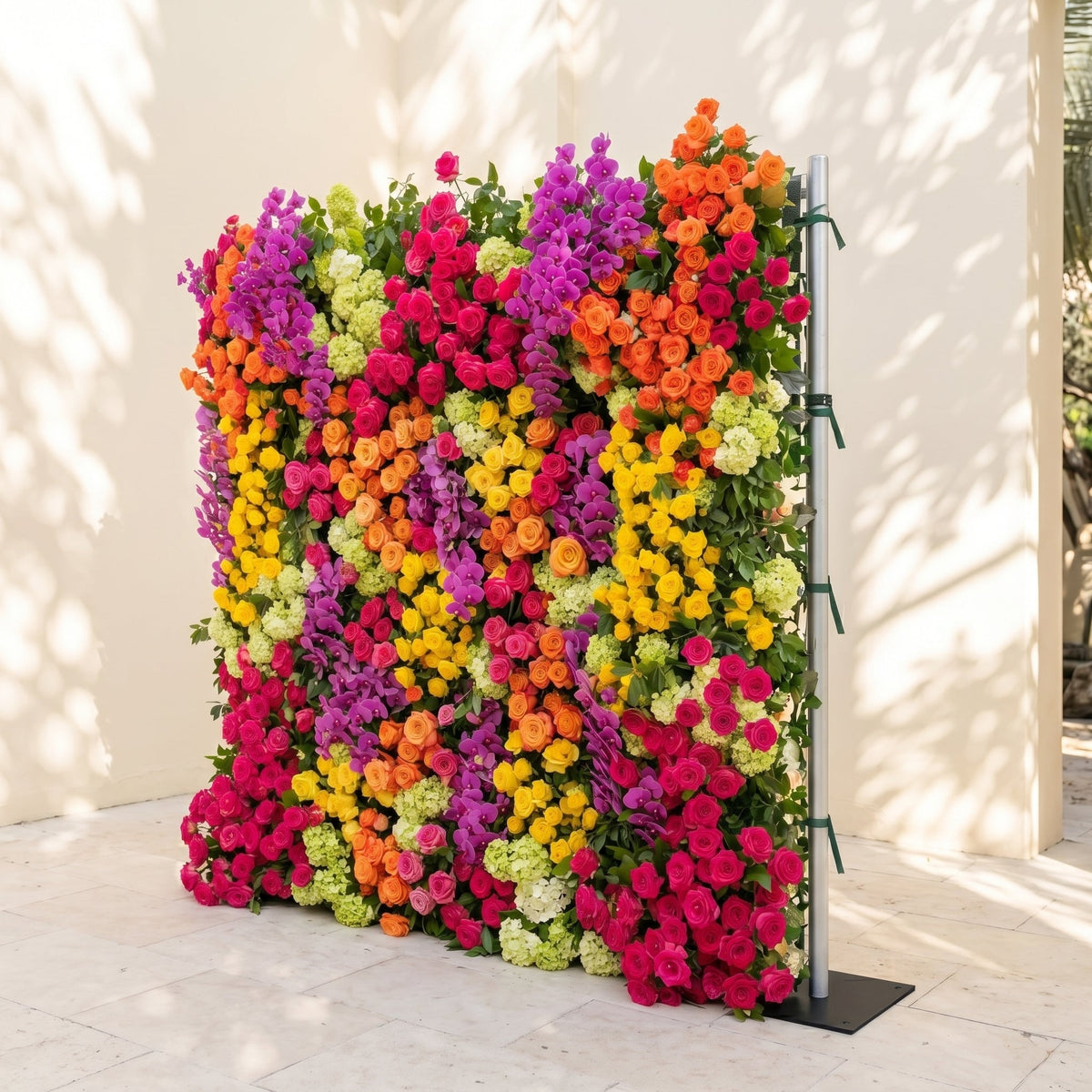 Valnella | 5D Rainbow Tropical Mixed Bright Tone Event-Ready Silk Rose Floral Wall Backdrop for Romantic Wedding & Proposal Setups | Shipping Included