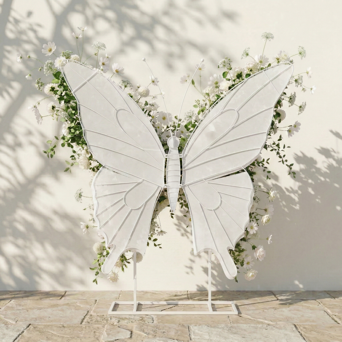 Velmora | Exquisite Ivory Butterfly-Shaped Flower Wall for Birthday & Anniversary Decor | Shipping Included