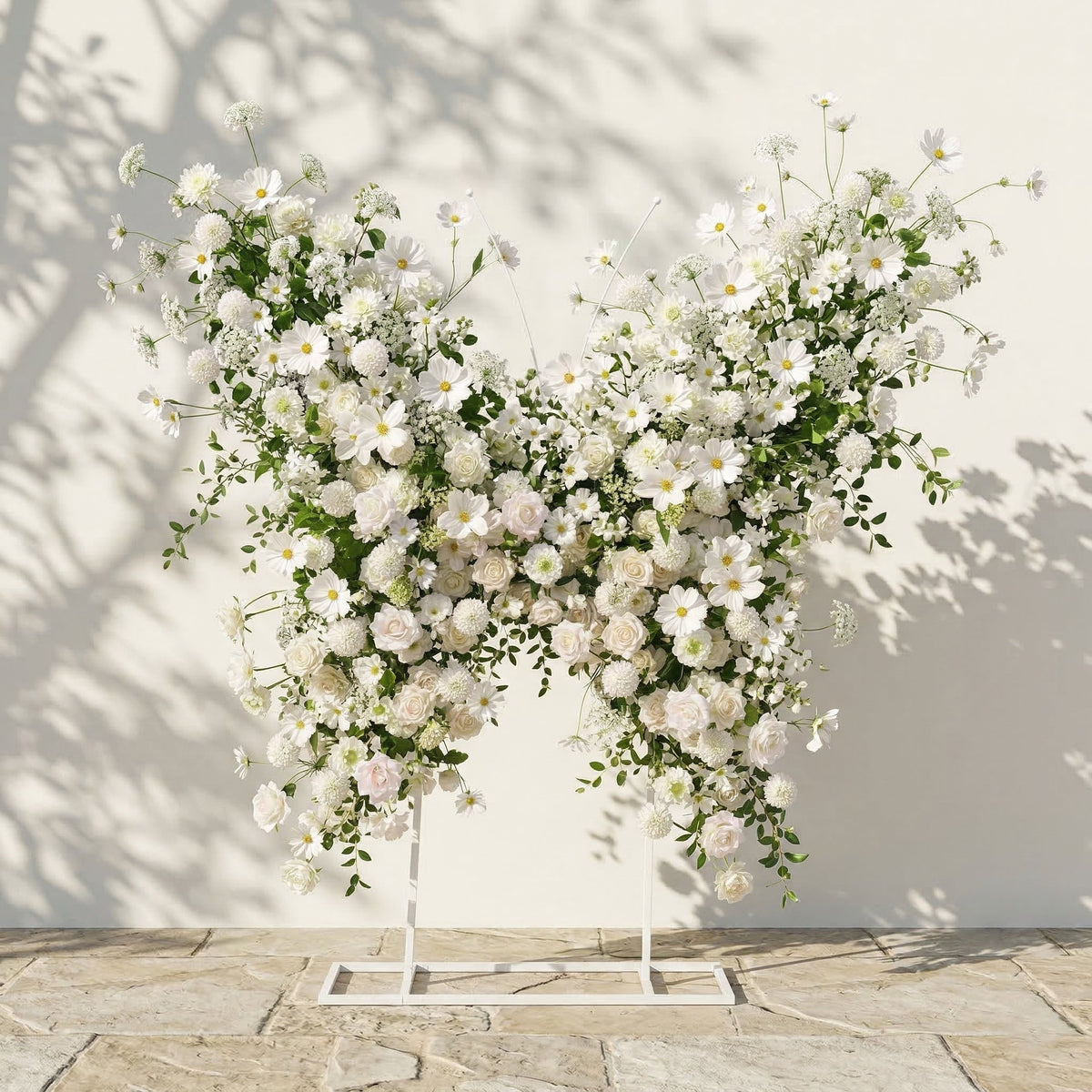 Velmora | Exquisite Ivory Butterfly-Shaped Flower Wall for Birthday & Anniversary Decor | Shipping Included