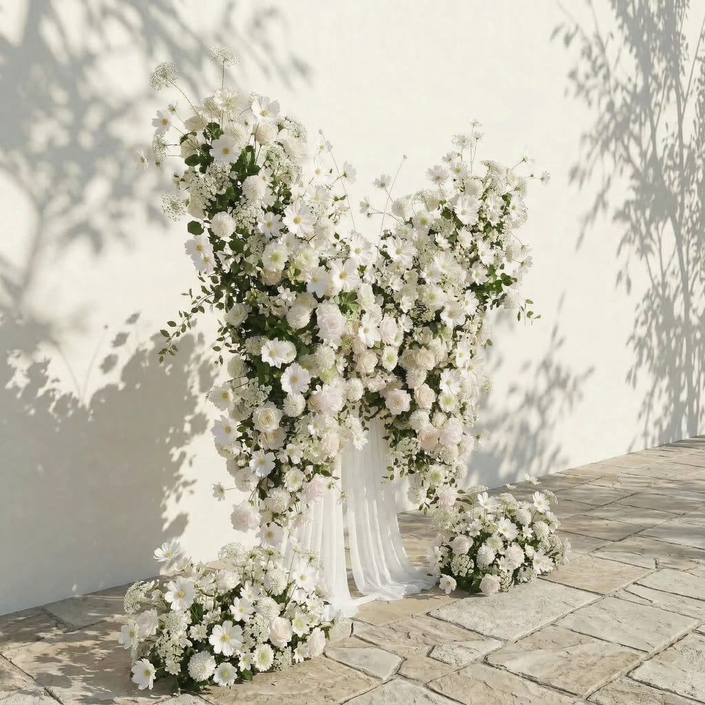 Velmora | Exquisite Ivory Butterfly-Shaped Flower Wall for Birthday & Anniversary Decor | Shipping Included