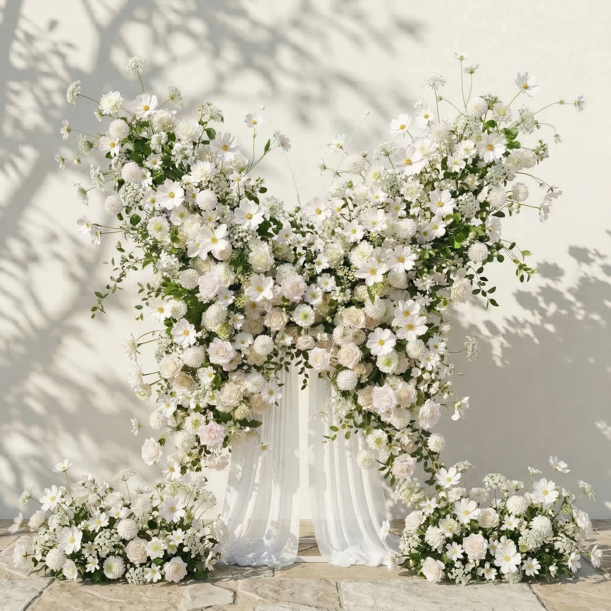 Velmora | Exquisite Ivory Butterfly-Shaped Flower Wall for Birthday & Anniversary Decor | Shipping Included