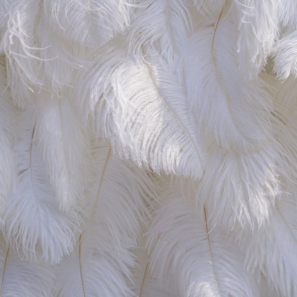 White Feather | 5D Event-Ready Artificial Floral Wall Backdrop, Roll-Up Fabric | Shipping Included