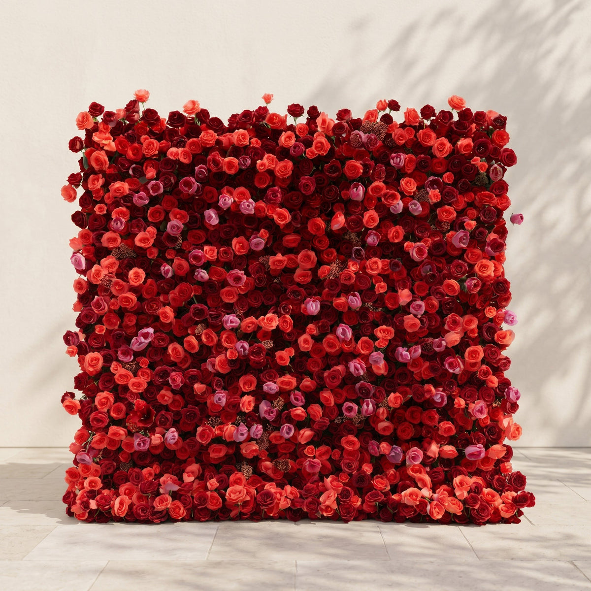 Yarsira | 3D Ruby Red & Deep Crimson Silk Floral Wall Backdrop for Luxury Weddings & Grand Galas | Shipping Included