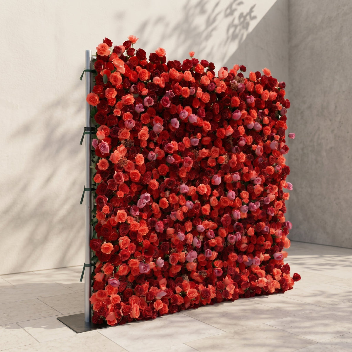 Yarsira | 3D Ruby Red & Deep Crimson Silk Floral Wall Backdrop for Luxury Weddings & Grand Galas | Shipping Included