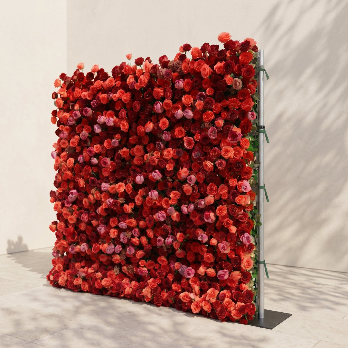Yarsira | 3D Ruby Red & Deep Crimson Silk Floral Wall Backdrop for Luxury Weddings & Grand Galas | Shipping Included
