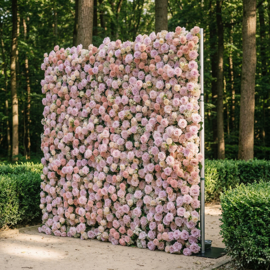 Yavelle | 5D Soft Pink & Light Lavender Event-Ready Silk Rose Floral Wall Backdrop for Elegant Weddings | Shipping Included