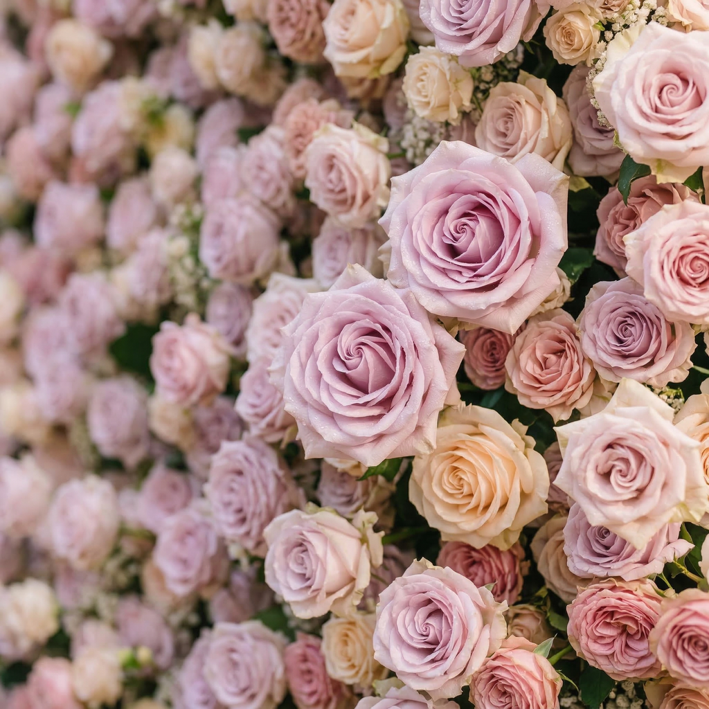 Yavelle | 5D Soft Pink & Light Lavender Event-Ready Silk Rose Floral Wall Backdrop for Elegant Weddings | Shipping Included
