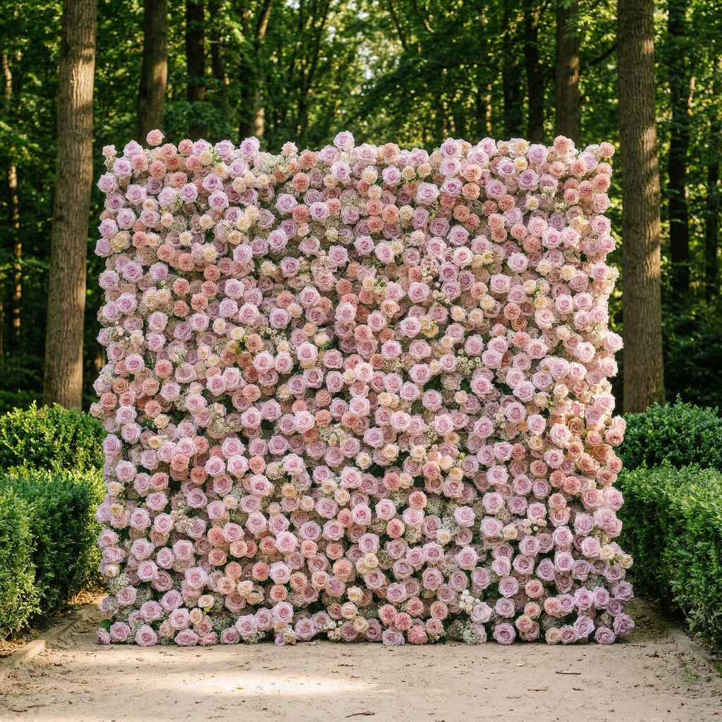 Yavelle | 5D Soft Pink & Light Lavender Event-Ready Silk Rose Floral Wall Backdrop for Elegant Weddings | Shipping Included