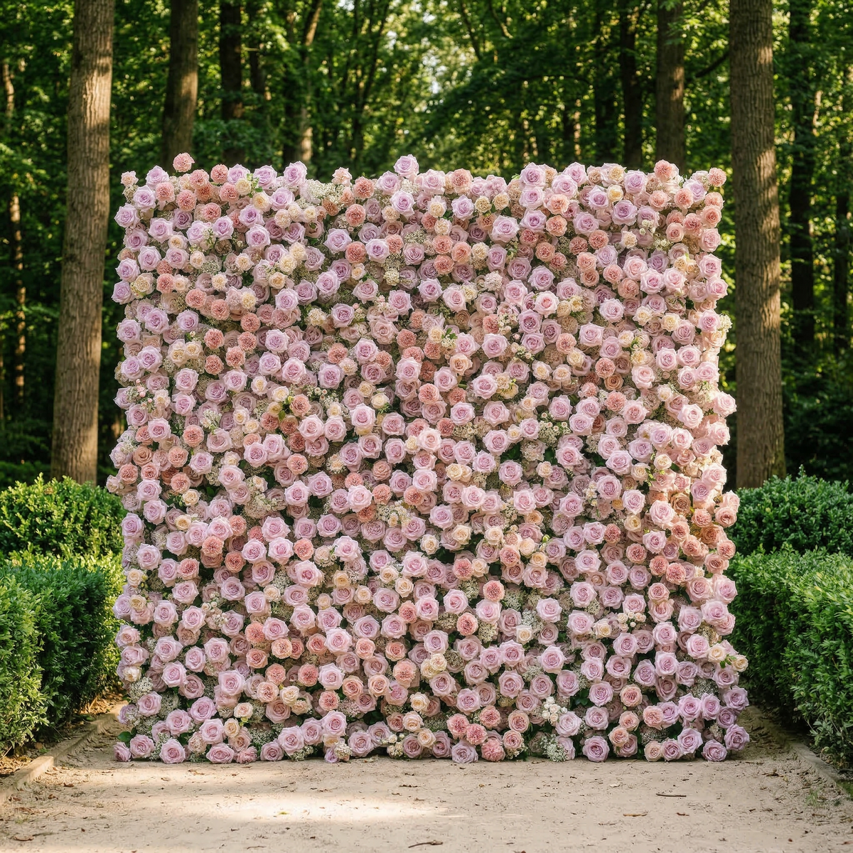 Yavelle | 5D Soft Pink & Light Lavender Event-Ready Silk Rose Floral Wall Backdrop for Elegant Weddings | Shipping Included