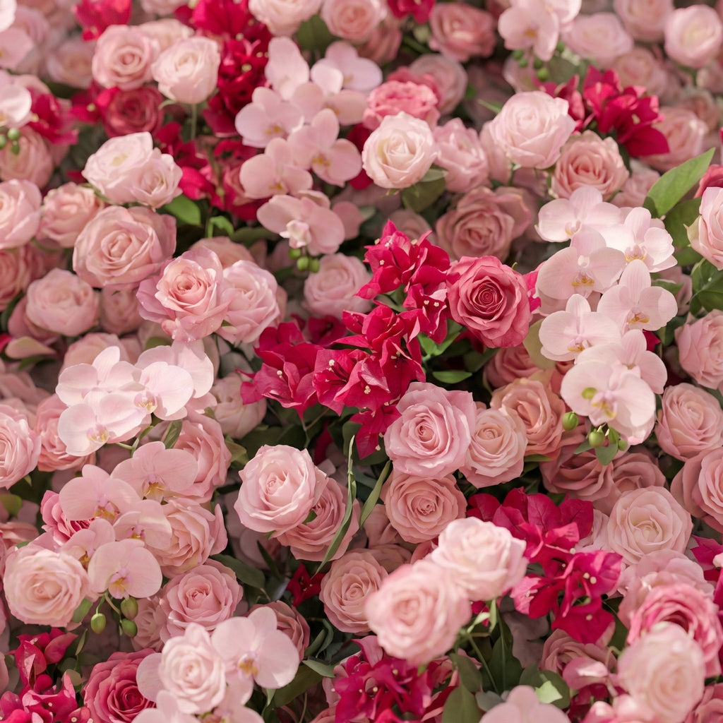 Zarlyra | Luxury 5D Ombre Hot Pink & Blush Silk Event-Ready Floral Wall Backdrop for Vibrant Romantic Weddings | Shipping Included