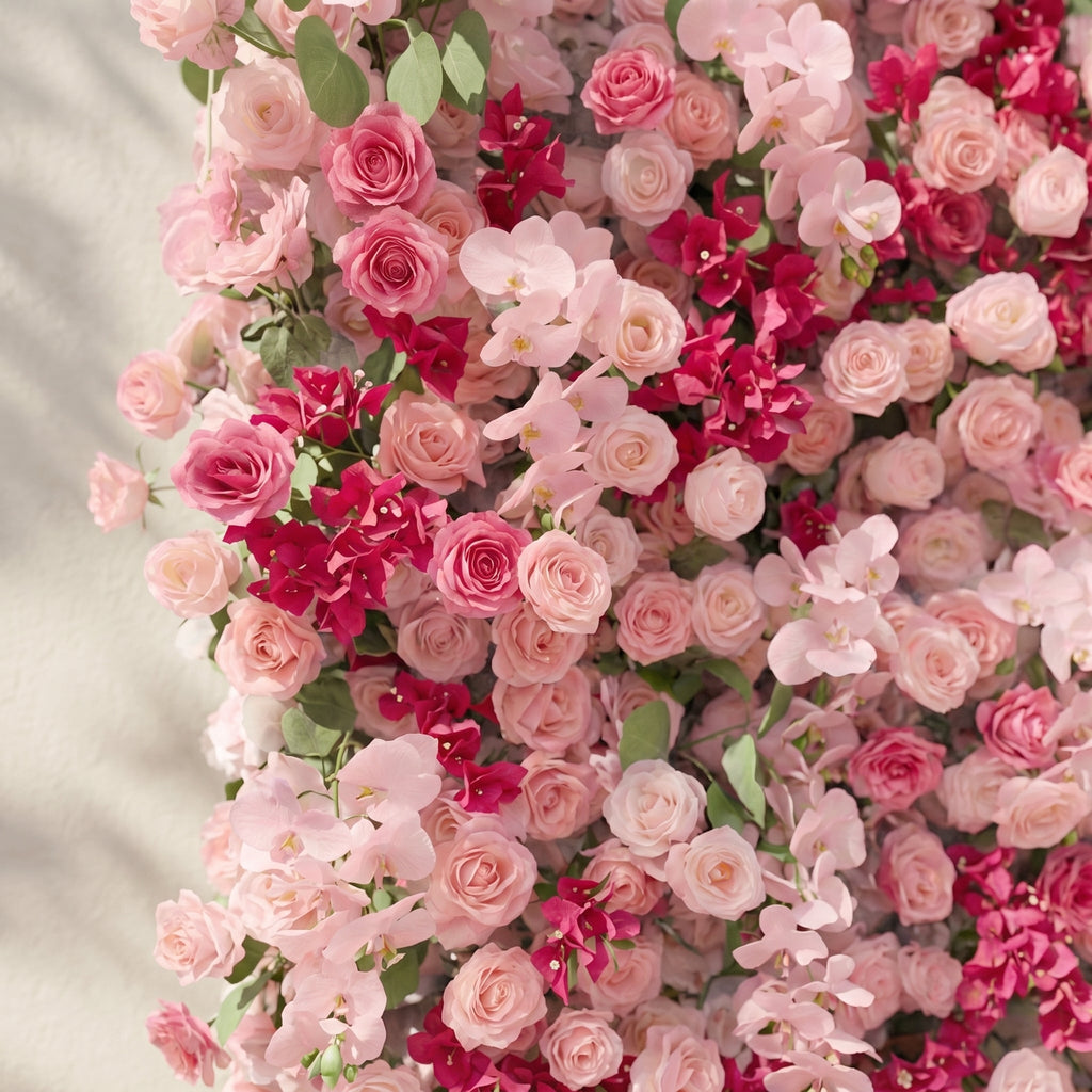 Zarlyra | Luxury 5D Ombre Hot Pink & Blush Silk Event-Ready Floral Wall Backdrop for Vibrant Romantic Weddings | Shipping Included