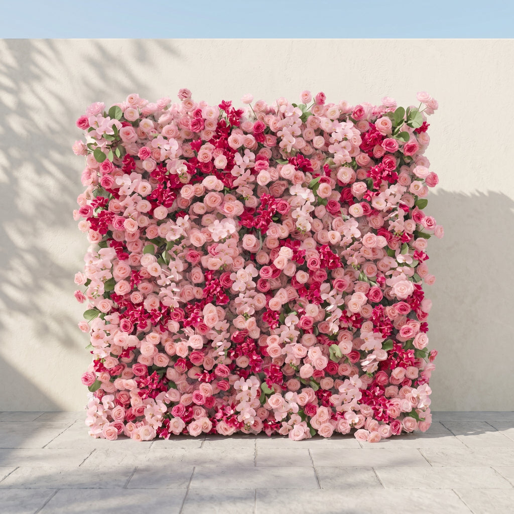 Zarlyra | Luxury 5D Ombre Hot Pink & Blush Silk Event-Ready Floral Wall Backdrop for Vibrant Romantic Weddings | Shipping Included