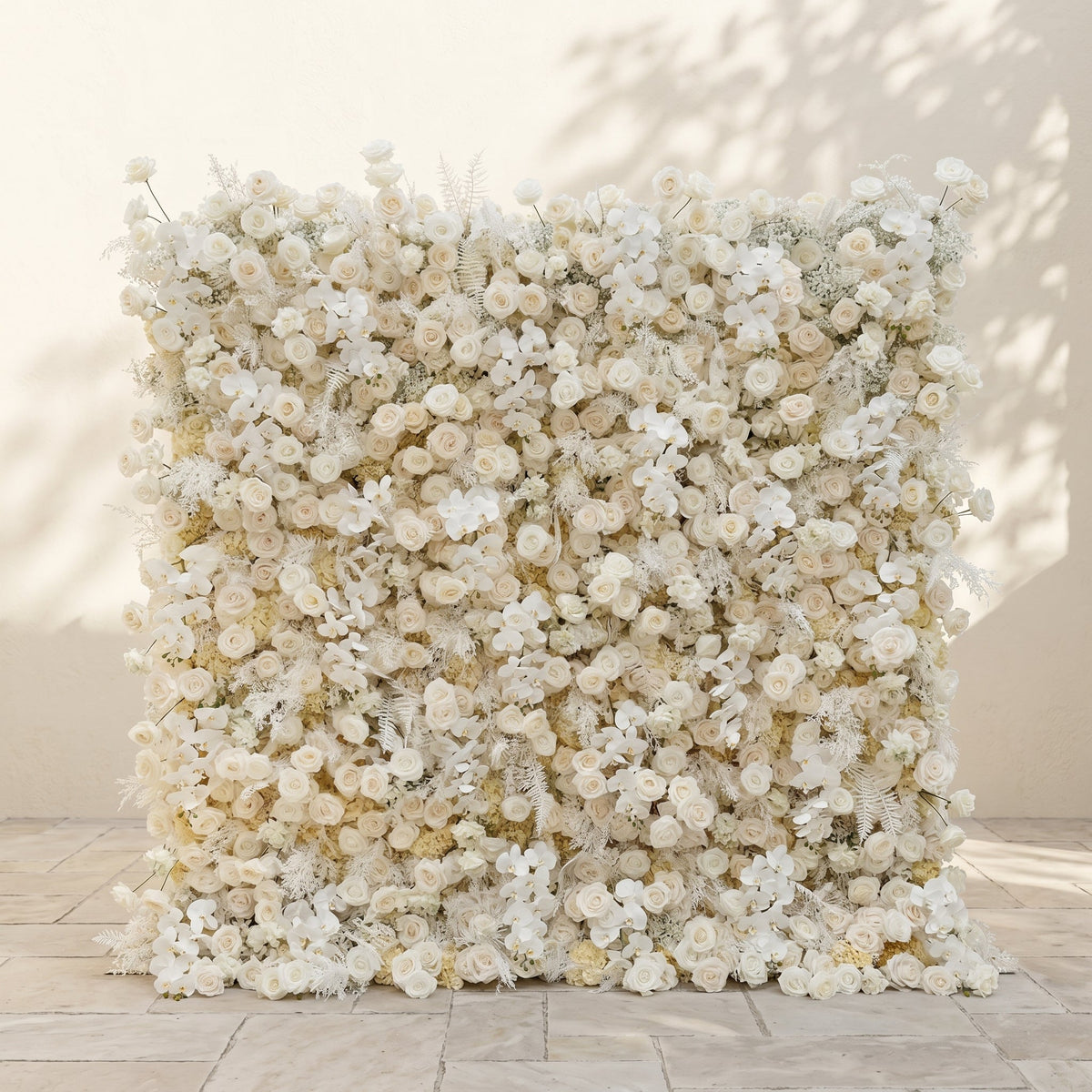 Zelaria | 5D Cream White & Ivory White Event-Ready Silk Rose Floral Wall Backdrop for Romantic Wedding & Proposal Setups | Shipping Included