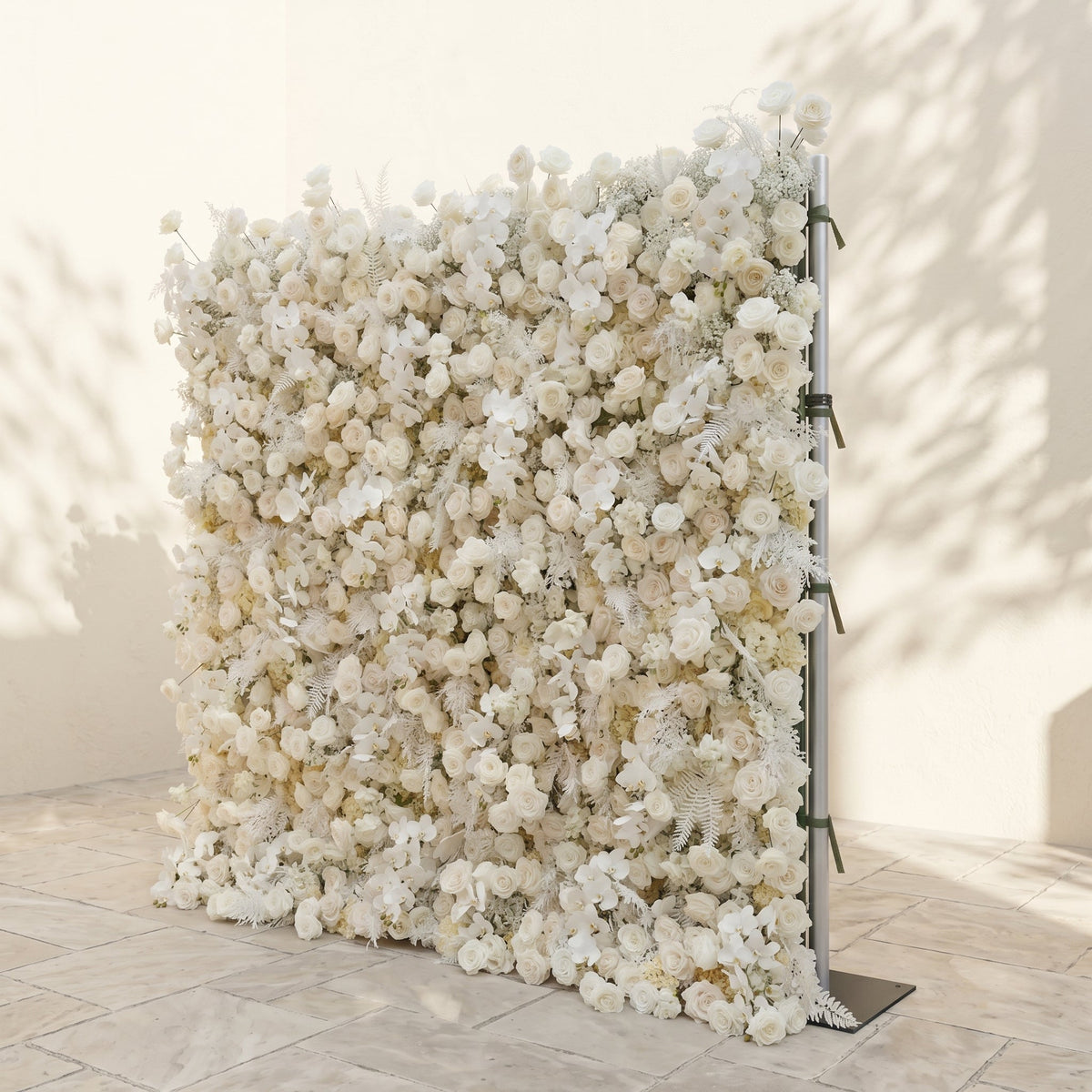 Zelaria | 5D Cream White & Ivory White Event-Ready Silk Rose Floral Wall Backdrop for Romantic Wedding & Proposal Setups | Shipping Included