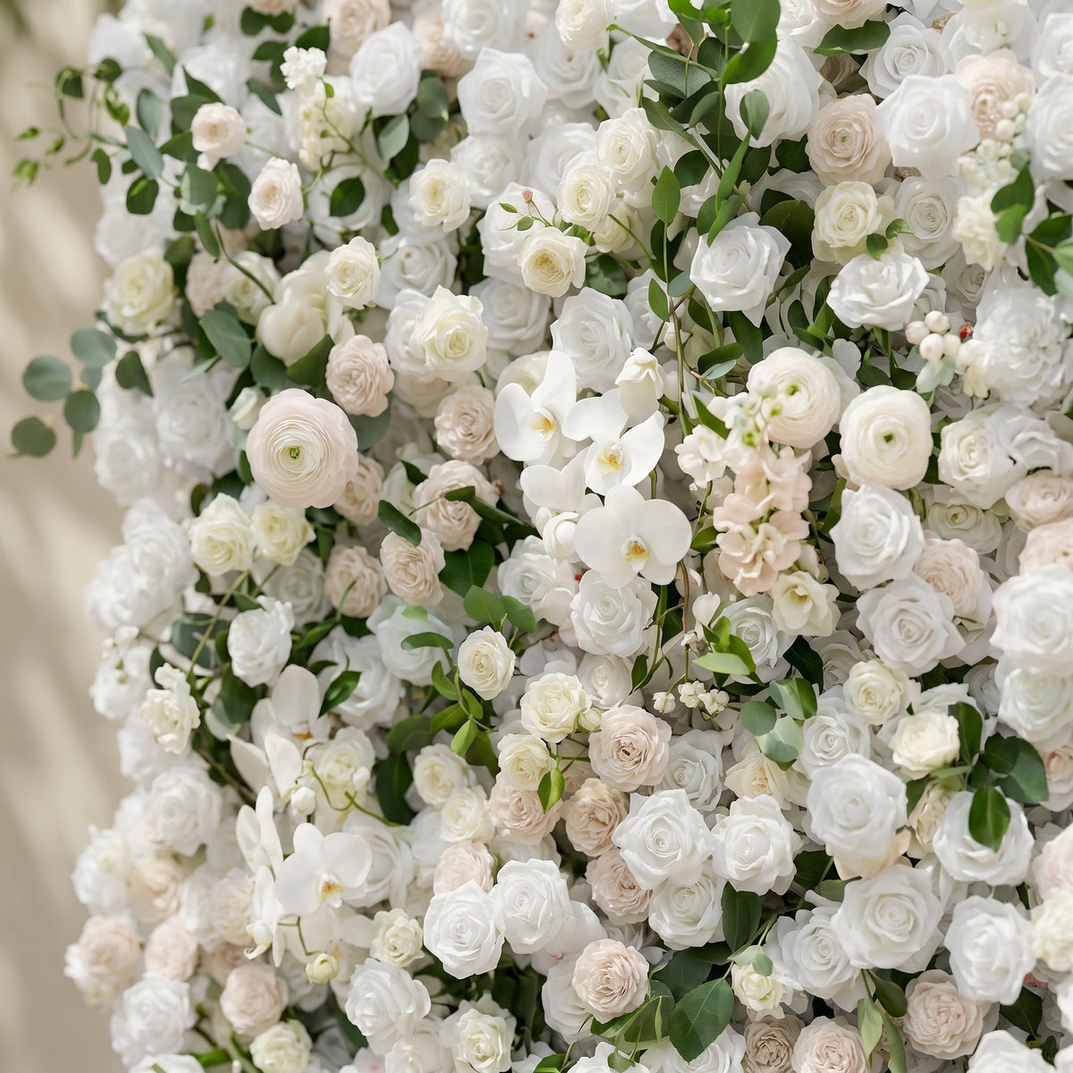 Zelloria | 5D Ivory White & Cream White Event-Ready Silk Rose Floral Wall Backdrop for Romantic Wedding & Proposal Setups | Shipping Included