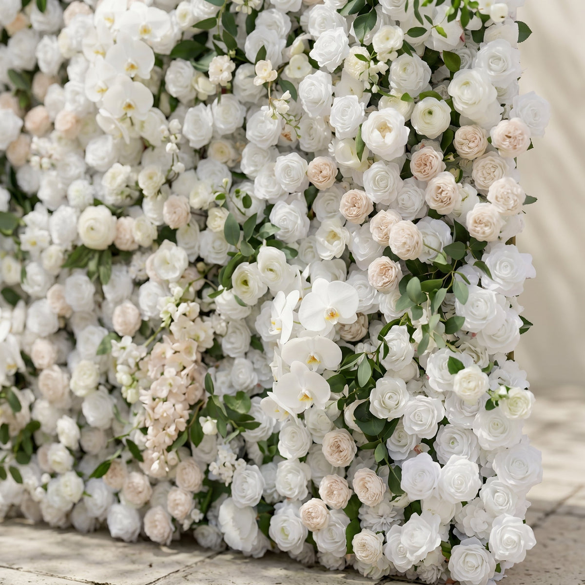 Zelloria | 5D Ivory White & Cream White Event-Ready Silk Rose Floral Wall Backdrop for Romantic Wedding & Proposal Setups | Shipping Included